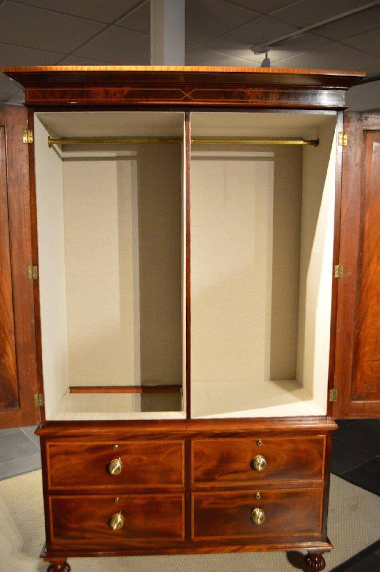 Mahogany Inlaid Edwardian Period Antique Press or Wardrobe 2