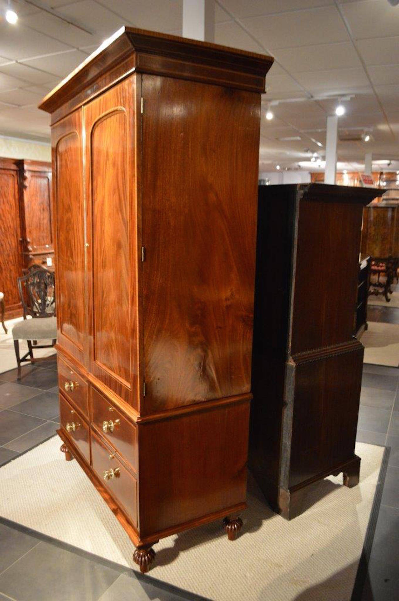 Mahogany Inlaid Edwardian Period Antique Press or Wardrobe 4