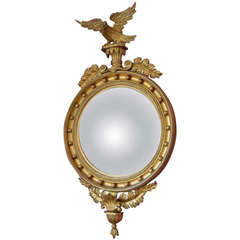 Giltwood and Gesso Regency Period Antique Convex Mirror