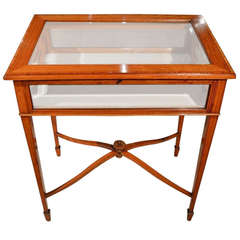 A Beautiful Satinwood Bevelled Glass Edwardian Period Bijouterie Table/Cabinet