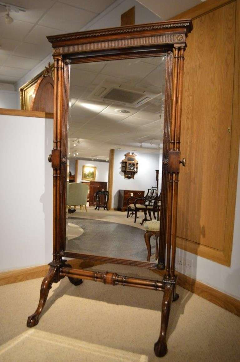 Mahogany Chippendale Revival Antique Cheval Dressing Mirror 4