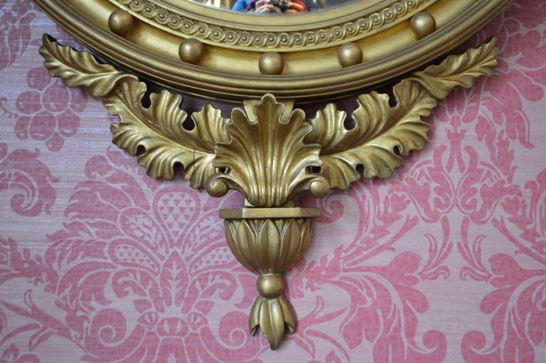 Giltwood and Gesso Regency Period Antique Convex Mirror 1