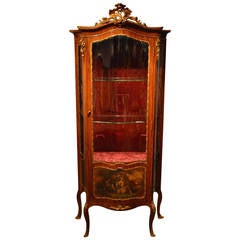 Late 19th Century French Rosewood and Ormolu Mounted Vernis Martin Vitrine