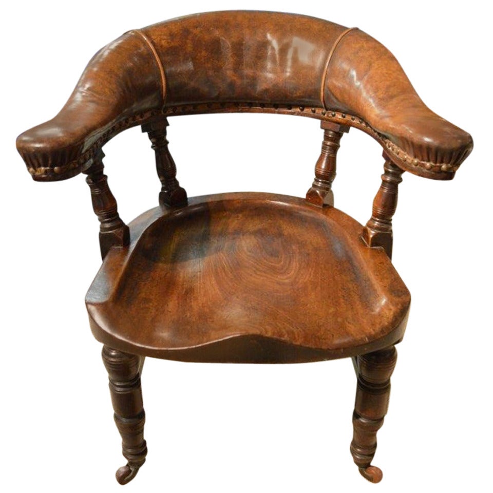 Large Mahogany Victorian Period Antique Desk Chair