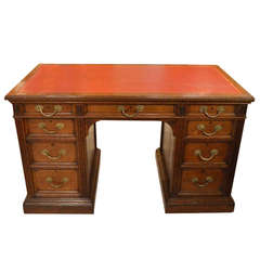 Antique Oak Late Victorian Period Pedestal Desk by Gillows of Lancaster