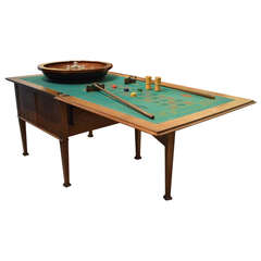 Rare Oak Edwardian Period Roulette Table by J.C. Vicary of London