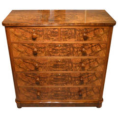 A Beautiful Burr Walnut Victorian Period Chest Of Drawers By Edwards 
Roberts