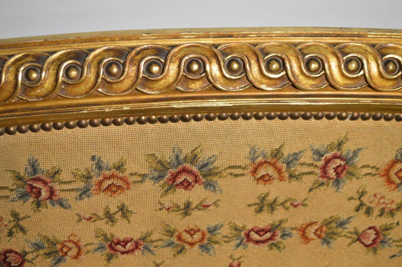 Late 19th Century French Carved Giltwood Antique Double Bed