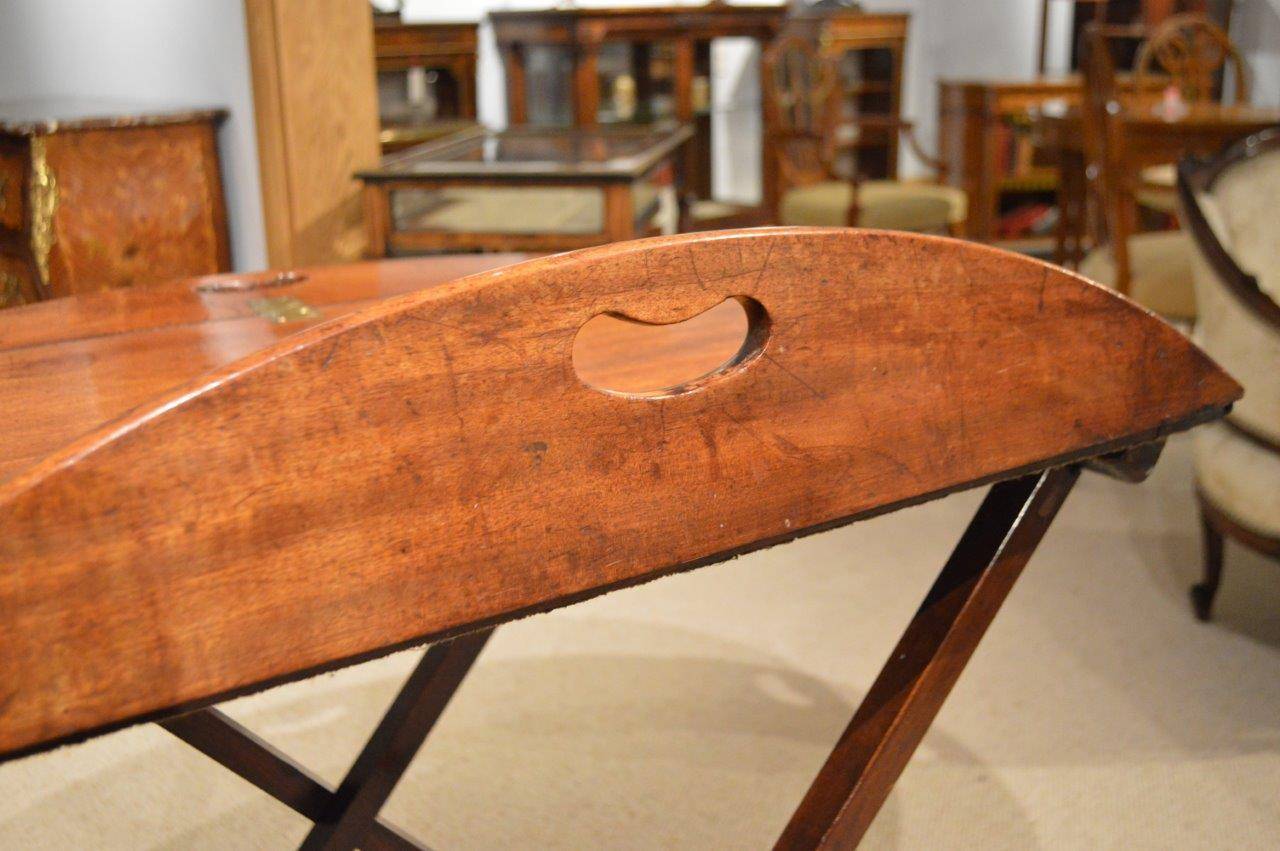 Early 19th Century A Mahogany Regency Period Antique Folding Butlers Tray On Stand