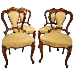 Stunning Set of Four Rosewood Victorian Period Antique Dining Chairs