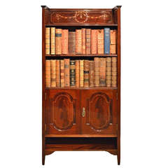 Superb Quality Mahogany Inlaid Antique Open Bookcase by Shapland & Petter