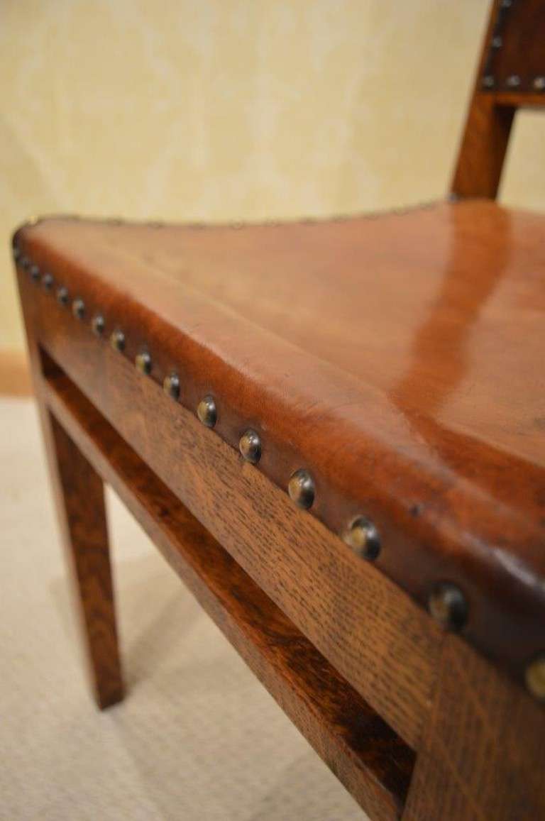 Rare Set of Eight Arthur Simpson Oak Antique Dining Chairs 4