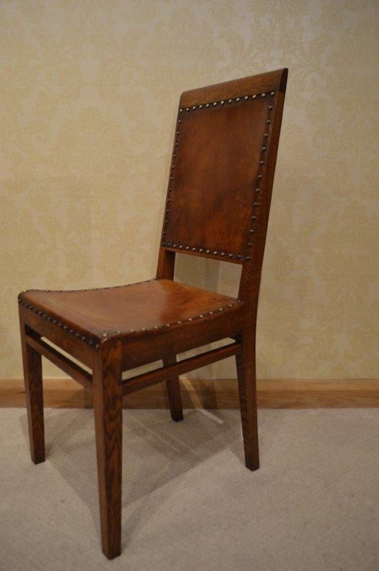 Rare Set of Eight Arthur Simpson Oak Antique Dining Chairs In Excellent Condition In Darwen, GB
