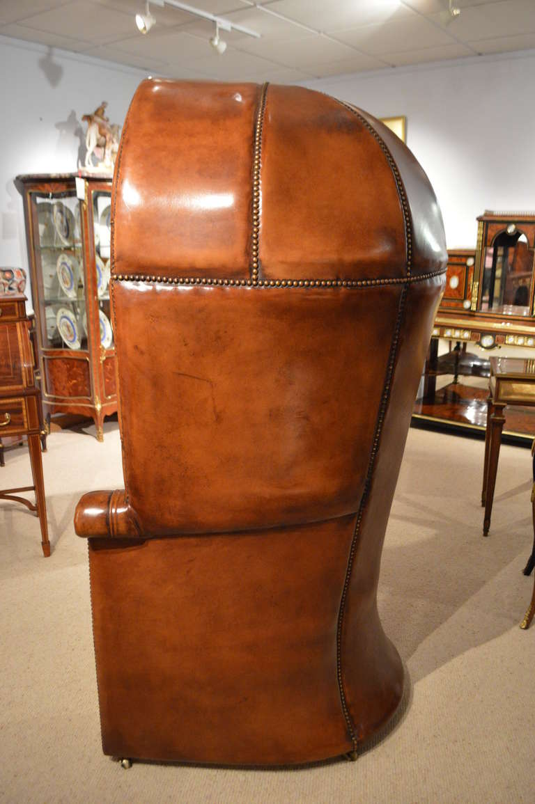 antique brown leather chair