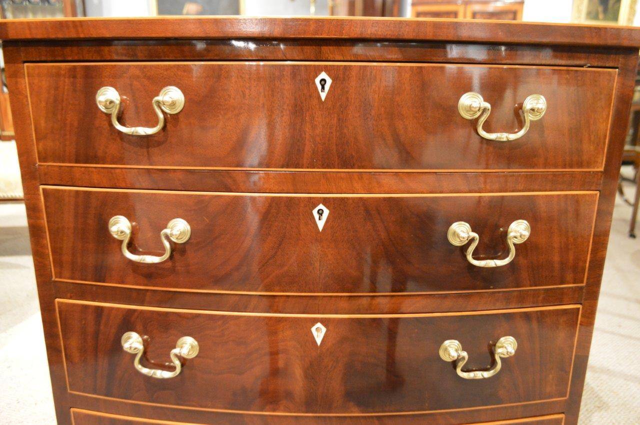 Beautiful Mahogany Inlaid Edwardian Period Antique Bow Front Chest Beautiful Mahogany Inlaid Edwardian Period Antique Bow Front Chest Of Drawers For 1