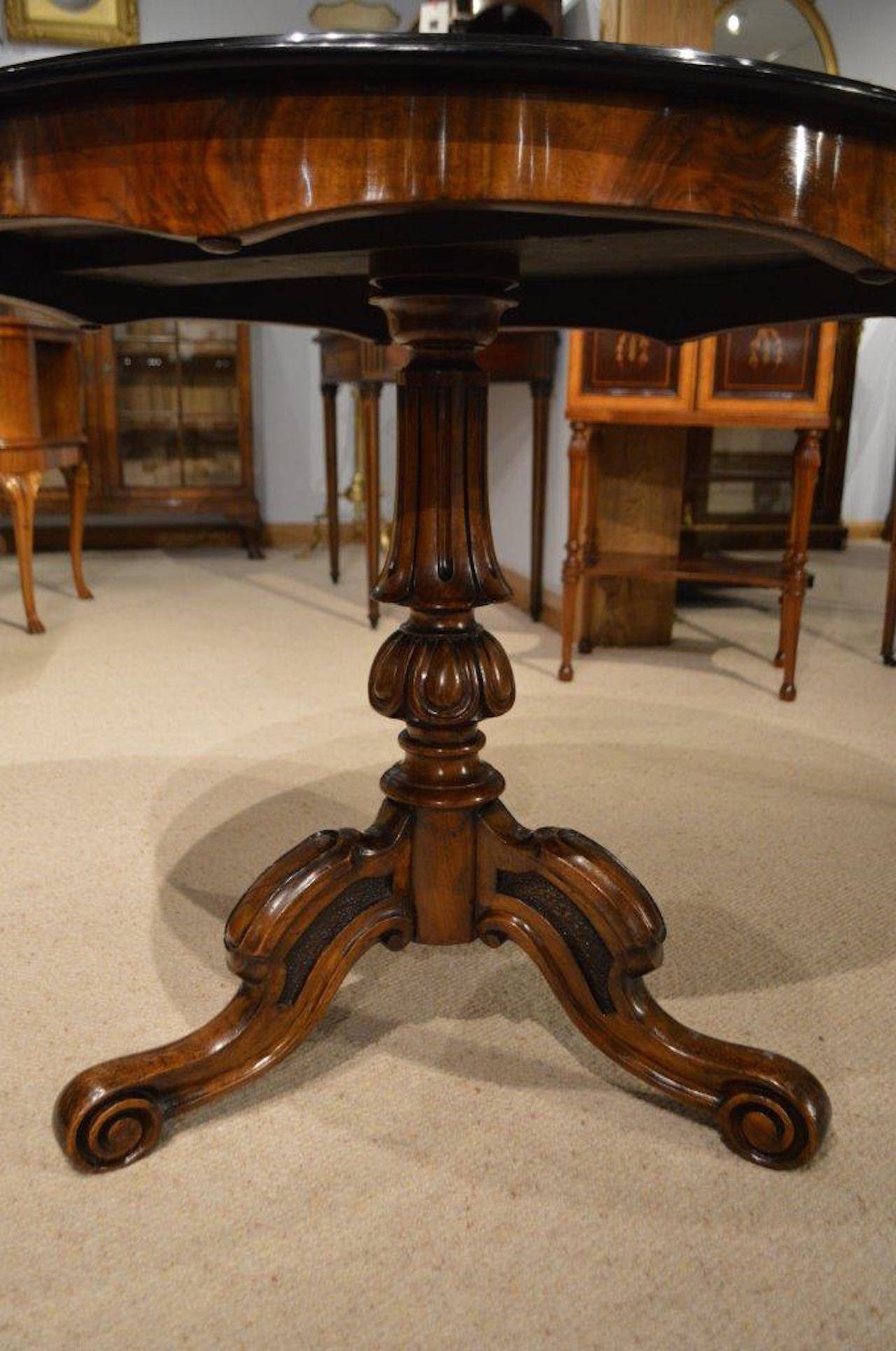 Quality Burr Walnut and Marquetry Inlaid Victorian Period Table 4