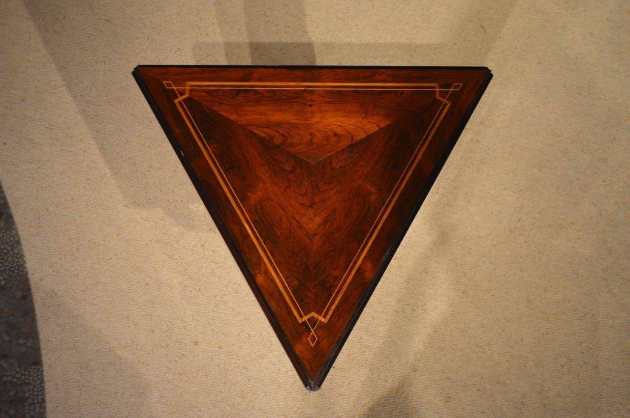 Late 19th Century Beautiful Rosewood and Marquetry Late Victorian Period Triangular Table