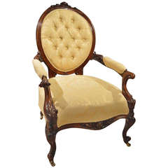 Beautiful Rosewood Victorian Period Open Armchair