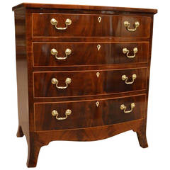 Beautiful Mahogany Inlaid Edwardian Period Antique Bow Front Chest of Drawers