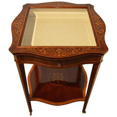 Stunning Quality Mahogany and Marquetry Inlaid Bijouterie Cabinet