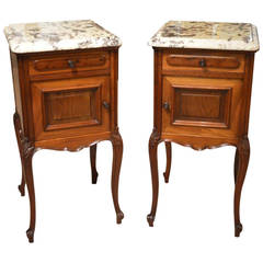 Pair of Mahogany French Antique Bedside Cabinets or Cupboards