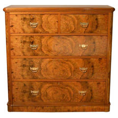 Burr Walnut Victorian Period Antique Chest of Drawers by James Shoolbred Burr Walnut Victorian Period Antique Chest of Drawers by James Shoolbred