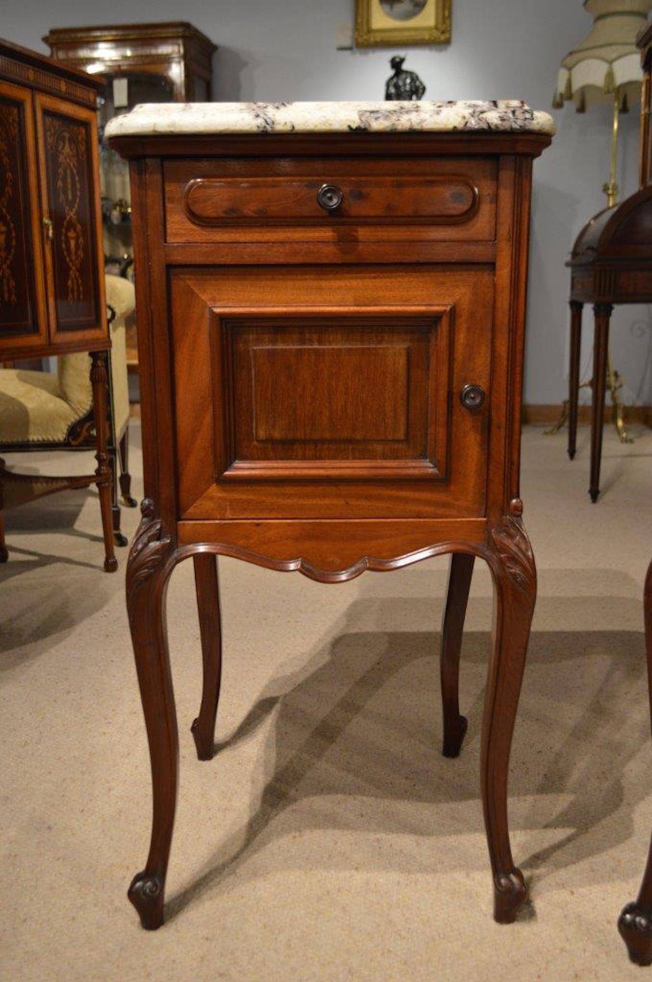 Pair of Mahogany French Antique Bedside Cabinets or Cupboards 2