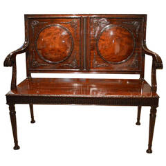 Antique Hepplewhite-Inspired George III Style Mahogany Hall Bench