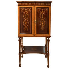 Mahogany Inlaid Antique Music Cabinet by Edwards and Roberts