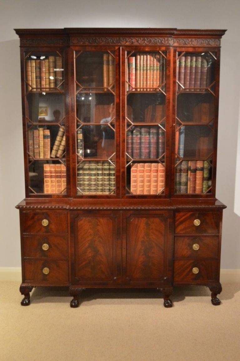 Mahogany Chippendale Style Breakfront Bookcase by James Shoolbred & Company