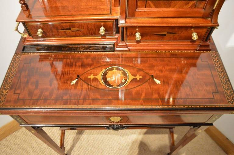 Unusual and Rare Mahogany Inlaid Edwardian Period Writing Table or Cabinet 1