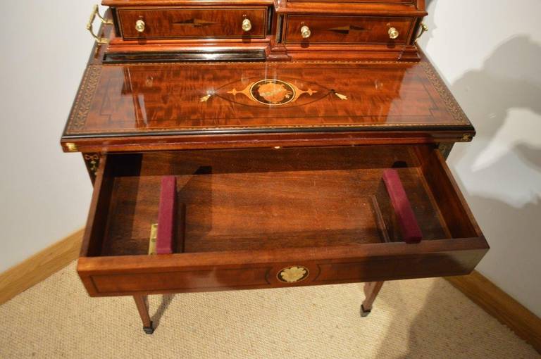 Unusual and Rare Mahogany Inlaid Edwardian Period Writing Table or Cabinet 2