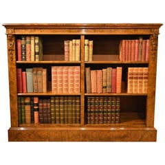 A Fine Quality Burr Walnut Victorian Period Antique Open Bookcase