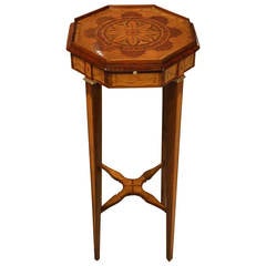 Antique Edwardian Period Sheraton Revival Mahogany and Satinwood Urn Stand