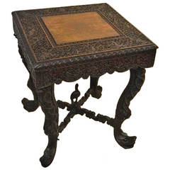 19th Century Carved Burmese Antique Side Table