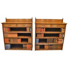 Rare Pair of Oak Open Bookcases by Gillows of Lancaster