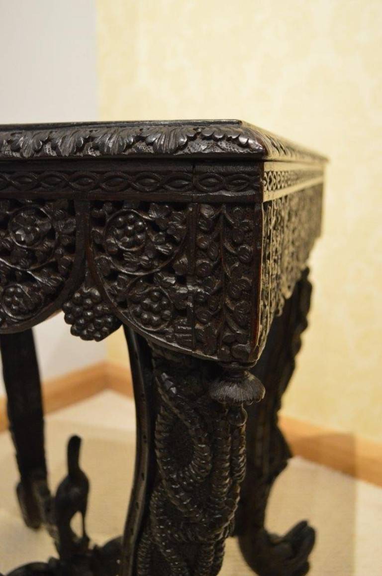 19th Century Carved Burmese Antique Side Table 3