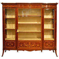 Mahogany Inlaid Antique Display Cabinet by Edwards and Roberts