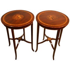 Pair of Mahogany Inlaid Edwardian Period Occasional or Lamp Tables