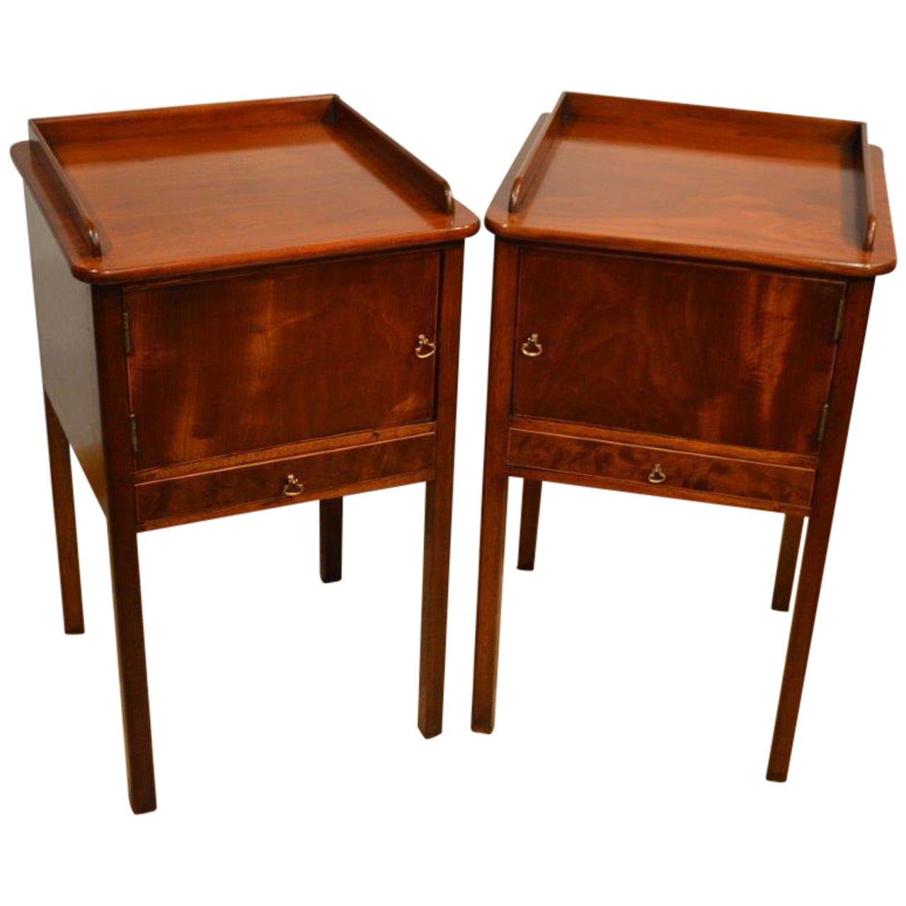 Pair of Mahogany George III Style Antique Bedside Cabinets