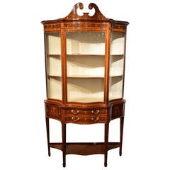 Exhibition Quality Serpentine Antique Display Cabinet by Maple & Co. of London