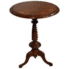 Burr Walnut and Walnut Victorian Period Antique Occasional, Lamp, or Wine Table Burr Walnut and Walnut Victorian Period Antique Occasional, Lamp, or Wine Table