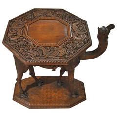 Antique Rare Syrian 19th Century Sandalwood Carved Camel Table