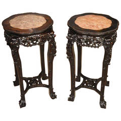 Large Pair of Hardwood Chinese Stands