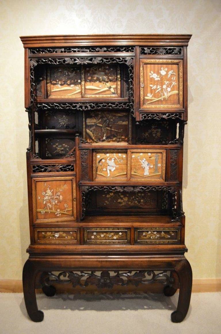 Japanese Gold Lacquered and On-Laid Shodana Meiji Period