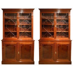 Stunning Quality Mahogany Inlaid Edwardian Period Bookcase by Maple & Company