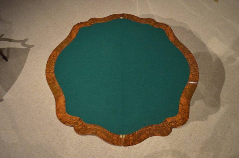 Stunning Quality Burr Walnut Victorian Period Fold Over Card or Games Table 1