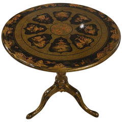 Chinese Chinoiserie, Circular Lacquered Tripod Table