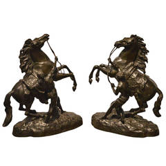 Pair of French 19th Century Bronze Marley Horses