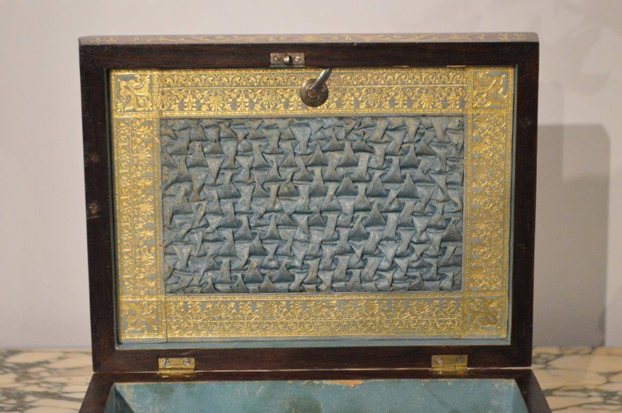 Regency Period Brass Inlaid Ladies Work Box Made by Joseph Gianetti In Excellent Condition In Darwen, GB